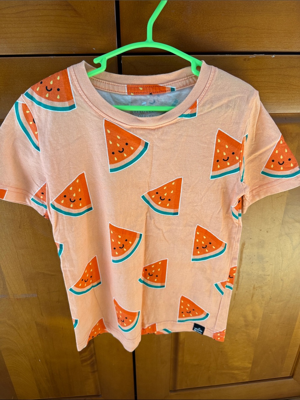 Kids Whistle & Flute Peach Watermelon Print Short Sleeve Tee
